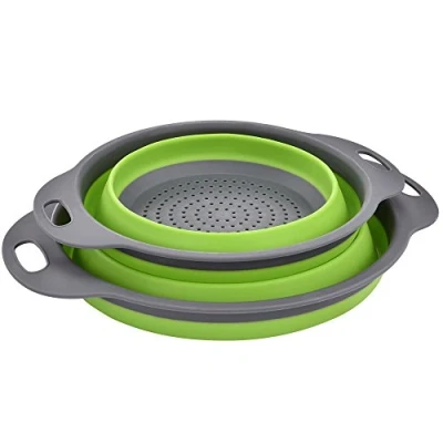 Imagen de Coladores Cocina, Cocina Plegable Colador de Silicona, Respetuosos del Medio Ambiente no Tóxico Fácil Limpiar, 2 Tamaños, Incluyendo 8 Pulgadas y 9,5 Pulgadas.