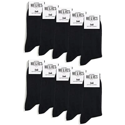 Imagen de Mat &amp; Vic’s Calcetines Clásicos de Vestir para Hombre y Mujer, Algodón, Certificado Oeko Tex 100, cómodos (10 pares, Earth Colors marrón beige crema, UK 9 12 / EU 43 46)