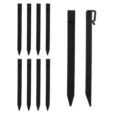 Imagen de SLDHFE estacas de anclaje para bordes paisaje, 50 plástico jardín, borde paisaje soporte plantas sostener tiendas campaña, 10 pulgadas, negro