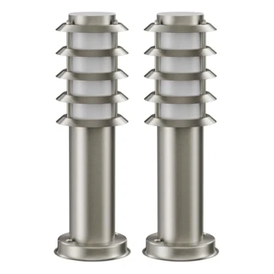 Imagen de ledscom.de 2 pzas. luz de camino/luz bolardo/luz jardín PORU para exteriores, IP44, rejilla, 39 cm, acero inoxidable, 1x E27 máx. 40W