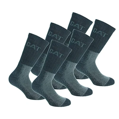 Imagen de Caterpillar Heavy Duty 6 Pares Calcetines Trabajo Pesado, Algodón Fibra Lycra (Negro, 43 46)