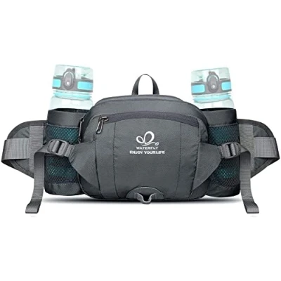 Imagen de Waterfly Riñonera Running Deportiva Impermeable Multifuncional Bolso de Cintura con Portabotellas para Correr Senderismo Ciclismo Hombre Mujer (Gris)