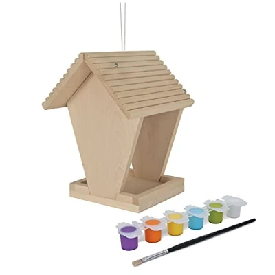 Imagen de Eichhorn Bird Outdoor 100004582 Comedero, Montar y Pintar, Incluye Pincel, 14 x 24 cm, Madera de Tilo, DIY, Color carbón (SIMF5 100004582)