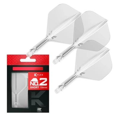 Imagen de Target Darts K Flex Integrated Dart Flight and Shaft, No.2 Claro (Corto) Pack De 3 No 2, Precisión Moldeada 2 En 1 Plumas Y Caña para Dardos Accesorios Profesionales