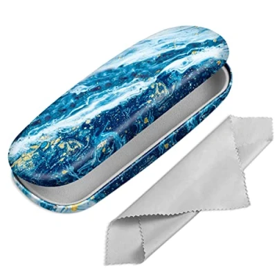 Imagen de Fintie Funda Gafas Rigida, Portátil Cuero y Sintético Estuche Rigido con Pañuelo Limpia para Mujeres Hombres