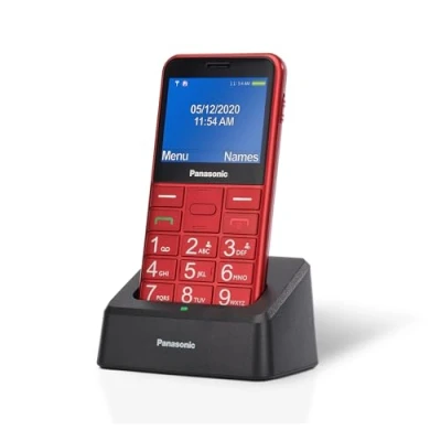 Imagen de Teléfono Panasonic KX TU155, Con Botones Físicos, 2.4&quot;, TFT LCD, Bluetooth, Linterna LED, Rojo