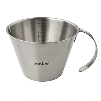 Imagen de Zenker FCK44993 44993 Vaso 1 litro, medidor, Vidrio Graduado, Plata, 20 x 15 10 cm, Acero Inoxidable, dosificador de l