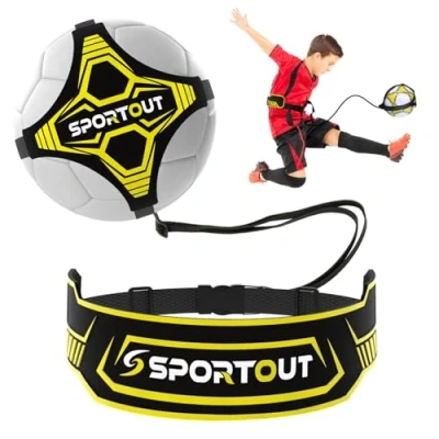 Imagen de Sportout Fútbol Kick Throw Trainer, Solo Practice Training, Habilidades de Control Ayuda, Cinturón Cintura Ajustable, para Pelotas Tamaño 3 4 5, niños y Adultos(Amarillo)