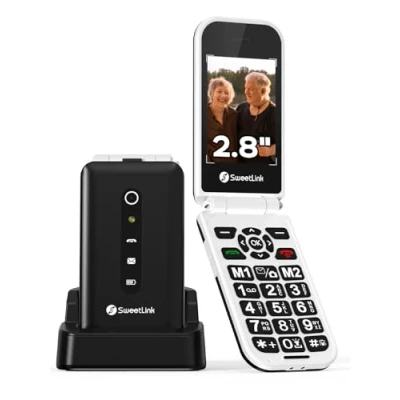 Imagen de SweetLink F3 Plus 4G Teléfono Móvil para Personas Mayores con Tapa, Teclas Grandes y Pantalla de 2,8, Batería 1400mAh, Botón SOS, Contacto Foto, Base Carga USB C, Doble Nano SIM, Negro