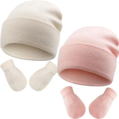 Imagen de DRESHOW Toddler Beanie Kids Invierno Sombreros de Punto con Guantes Set Bebé Niño Pequeño Cálido Gorro manopla para 3 Meses 24 Niñas Niños