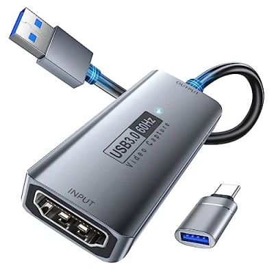 Imagen de capturadora Video Fulfalic, 4K HDMI a USB 3.0, Tarjeta de Captura vídeo Audio 1080P 60 FPS, para enseñanza, radiodifusión, Juegos, Streaming, videoconferencia