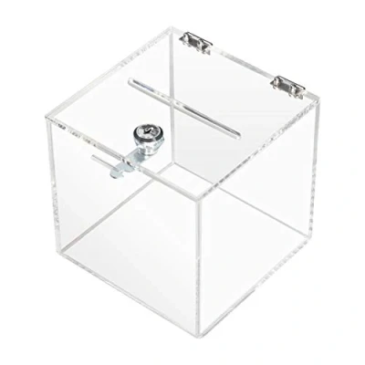 Imagen de HMF 46919 Caja de donación acrílico con cerradura 15 x cm DIN A6 Transparente