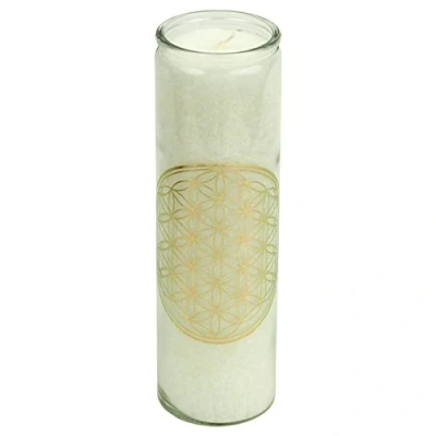 Imagen de Vela aromática para meditación (menta, limoncillo e incienso), diseño con flor de la vida