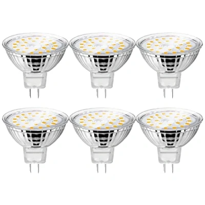 Imagen de UYHGO Bombilla de luz puntual GU5.3 tipo LED MR16 5W (equivalente a 50 W Halógena), Blanco Cálido, ∅50mm,120 Ángulo del Haz, No Regulable, CA o CC 12V, paquete 6