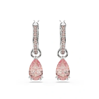Imagen de Swarovski Pendientes Attract, Talla pera, Rosas, Baño de rodio