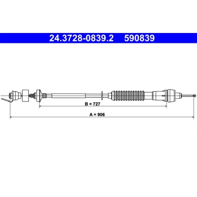 Imagen de ATE 24.3728 0839.2 Cable de Embrague con reajuste automático CITROËN: Xsara Coupé, Hatchback, Familiar