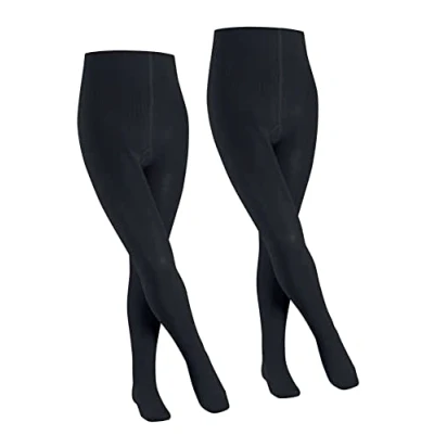 Imagen de FALKE Family 2 Pack K TI algodón gruesa unicolor piezas, Pantimedias Unisex niños, Azul (Dark Marine 6170), 80 92