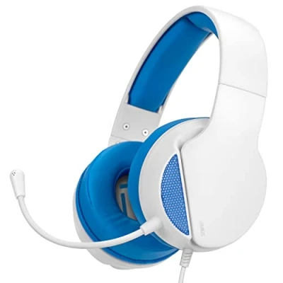 Imagen de NITHO Janus Auriculares Gaming Estéreo Diseño Exclusivo con Almohadillas de Doble Capa, Compatibles PS4/PS5/Xbox One/Xbox Series X/S Consolas y PC/Móviles/Tabletas (Azul Blanco)