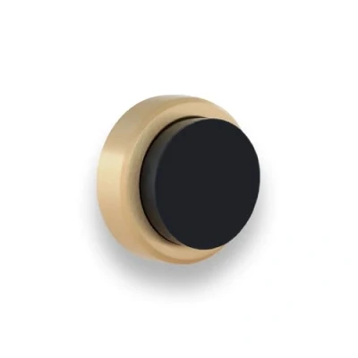 Imagen de EVI Herrajes Tope de Puerta Adhesivo para Pared/Manilla 24 x 14 mm Goma Negra Laton Mate Incluye Tornillo + Taco Sujeción Mod. 04020524TPMLMT