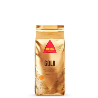 Imagen de Delta Cafés Café en Grano Gold 1 Kg Intensidad 12 Mezcla de Granos Tostados Arábica y Robusta Muy Aromático con Notas Miel Fruta Madura