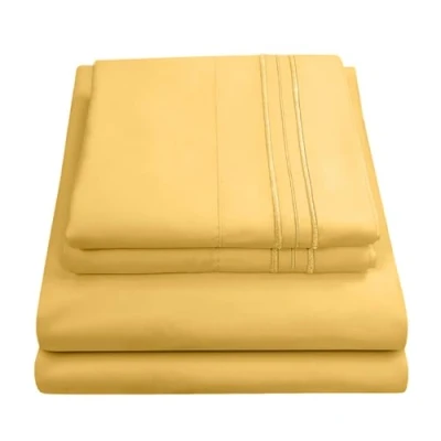 Imagen de Sweet Home Collection 1500 Hilos 4 Piezas Calidad Egipcio Bolsillo Profundo Juego de sábanas, Completa, Beige, Amarillo, Matrimonio
