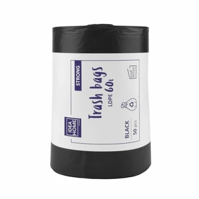 Imagen de IDEA HOME Bolsas de Basura Plástico 60L Resistentes Sacos para Reciclar 50 Unidades, Negro