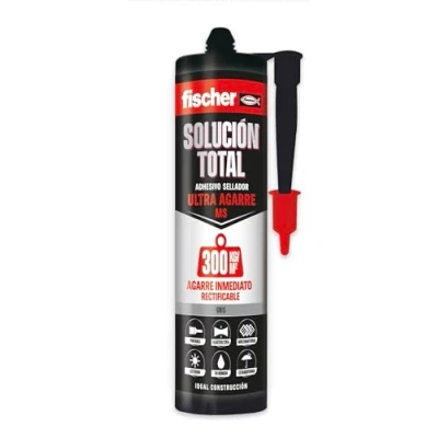 Imagen de fischer Solución Total Ultra Agarre. Adhesivo Sellador Aplicable con Pistola Silicona, Rellenar Grietas, Juntas, Bañera, Ventanas, Carrocería Coche. Pegamento Fuerte (290 ml) Gris