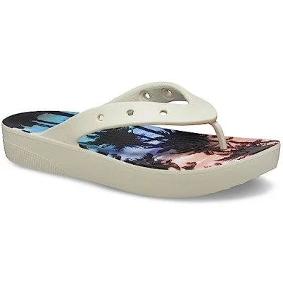 Imagen de Crocs Classic Platform Flip W, Chanclas Mujer, Bone/Multi, 43 EU