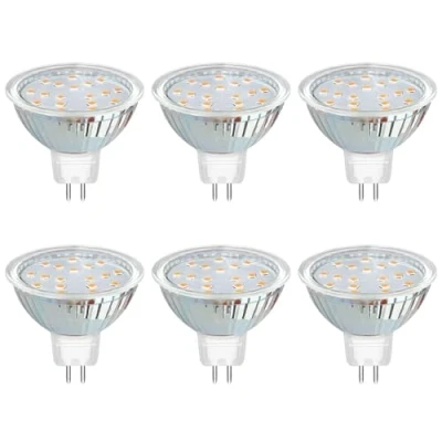 Imagen de Akynite MR16 GU5.3 3W 12V LED Luz Calida 3000K, Ø50mm, 120 grados, Equivalente Halógeno 20W, 300 lm, CA CC Foco Blanco Frio para Cocina Armario, no regulable, pack de 6
