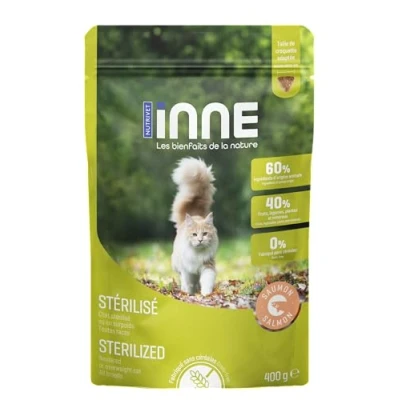 Imagen de NUTRIVET INNE Chat Croquetas sin Cereales Gato esterilizado o con sobrepeso Salmon 80% Ingredientes de Origen Animal 400g