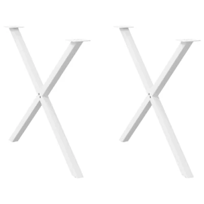 Imagen de vidaXL Patas para mesa de comedor en forma x (2 unidades), color blanco, 90 (72 73) cm, acero