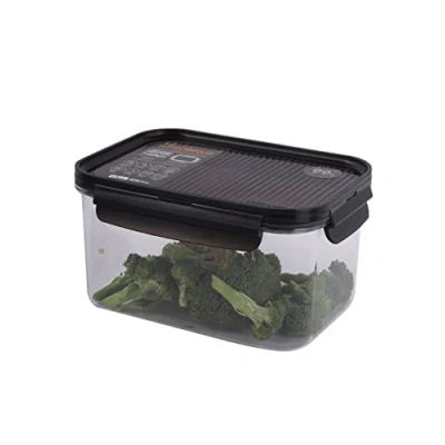 Imagen de LocknLock LBF405TRN Recipientes modulares para alimentos con tapas, sin BPA, apilables, duraderos y transparentes Tritan de plástico, apto lavavajillas, microondas, congelador, marrón, 1,5 l