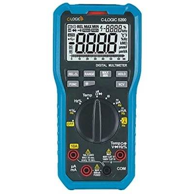 Imagen de C LOGIC 5200 Multímetro Digital Profesional CAT IV 6600 cuentas NCV Tension DC/AC 1000V Corriente AC/DC 10A Resistencia 66MΩ Temperatura Capacitancia Frecuencia 20kHz Autoescala