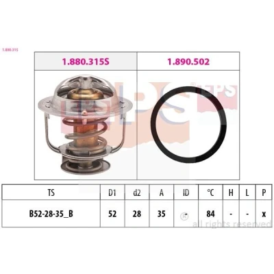 Imagen de EPS 1.880.315 Termostato, refrigerante 84 52 Made in Italy OE Equivalent con junta DAIHATSU: Terios I