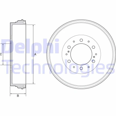 Imagen de DELPHI BF537 Tambor de Freno sin anillo sensor ABS, cojinete rueda 344 TOYOTA: HILUX 3 Pick up