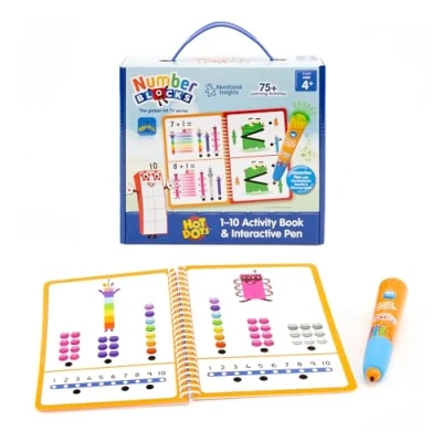 Imagen de Learning Resources Libro de Actividades del 1 al 10 y bolígrafo Interactivo Hot Dots® Numberblocks, Incluye más 75 Ejercicios, Regalos los 4+ años