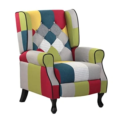 Imagen de BRIGROS La voglia di fare Sillón Relax, Madera de ingeniería, Patchwork, L