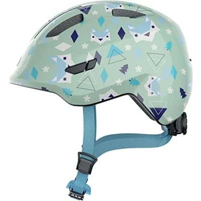 Imagen de ABUS casco infantil Smiley 3.0 de bicicleta con ajuste bajo, diseños adaptados a los niños y espacio para una coleta niñas verde claro dibujo, talla M