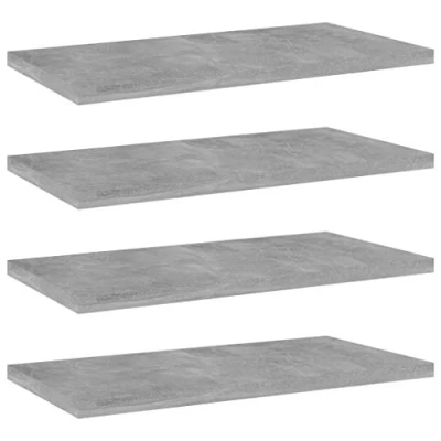 Imagen de vidaXL 4X Estantes Estantería Estudio Salón Decoración Libros Librería Librero Biblioteca Tablero Extra Contrachapada Gris Hormigón 40x20x1,5 cm