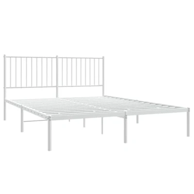 Imagen de vidaXL Estructura de Cama Metal con cabecero Blanca 150x200 cm, armazón Cama, Metal, Marco