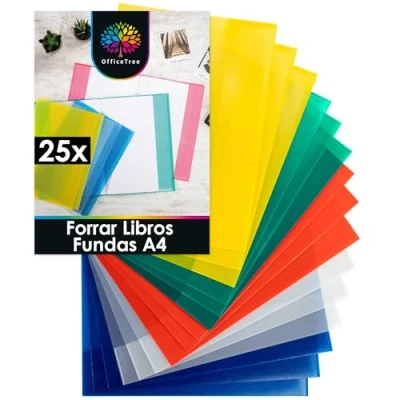 Imagen de OfficeTree 25x Forrar Libros Fundas de Color A4 para Escolares Protector del Cole Cuadernos Forro Made in Germany
