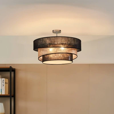 Imagen de lámpara de techo &#039;Ayvira&#039; (Moderno) en Negro hecho Metal e.o. para Salón &amp; Comedor (3 llamas, E27) Lindby textil, techo,