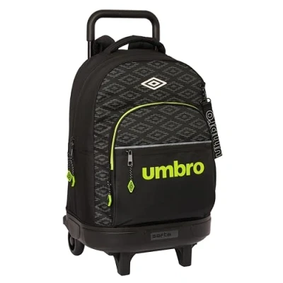 Imagen de Safta Umbro Lima Mochila Grande con Ruedas, Compacta, Extraíble, Ideal para Niños de Diferentes Edades, Cómoda y Versátil, Calidad Resistencia, 33x22x45 cm, Color Negro