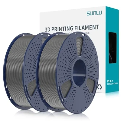 Imagen de SUNLU Filamento PLA+ 1.75 mm 2KG, para impresora 3d PLA Plus，Mejora de la resistencia,Neatly Wound, impresión PLA+, Precisión dimensional +/ 0.02mm, Gris+Gris