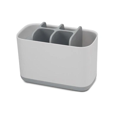 Imagen de Joseph Easy Store Soporte Porta Cepillo y Pasta de Dientes, Compatible con Cepillos Eléctricos Tradicionales, 6 Compartimentos, Almacenamiento Baño Desmontable, Blanco/Gris