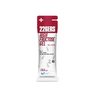Imagen de 226ERS High Fructose Gel, Gel Energético para Deportistas, con Maltodextrina y Fructosa, 100 mg de Caféina, Vegano Sin Gluten, Aporte Hidratos Carbono, Sabor Cola, 1 x 80 g