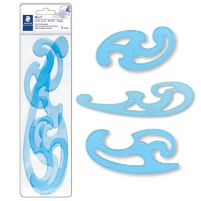 Imagen de STAEDTLER 571 40 WP Mars Plantillas Burmester (3 formas, en caja de transporte), color azul