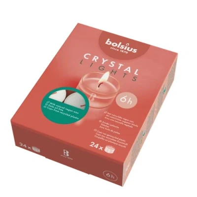 Imagen de Crystal Lights tealight blancas con copa transparente 6h box 24