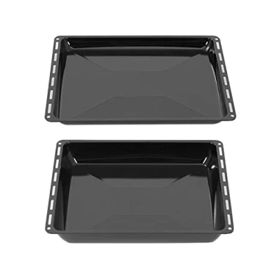 Imagen de ICQN Juego de bandejas para horno 465 x 370 30 y 60 mm, apto Bosch Neff Constructa, 2 sartenes esmaltadas horno, resistentes a los arañazos sin rosas, 46,5 37 3 6 cm