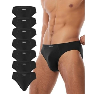 Imagen de FORVEVO 7er Pack Unterhosen Herren Slip Baumwolle, Atmungsaktive Männer, Klassischer Weich Unterwäsche mit Tasche, Stretch, Ohne Etikett(M,Schwarz)
